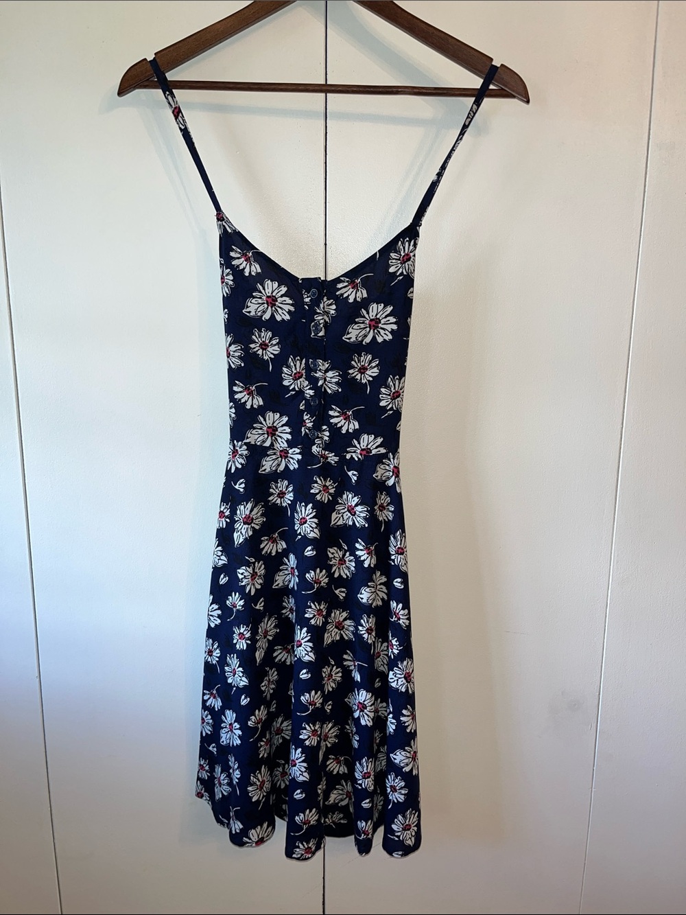 Navy Floral Spaghetti-Strap Sundress